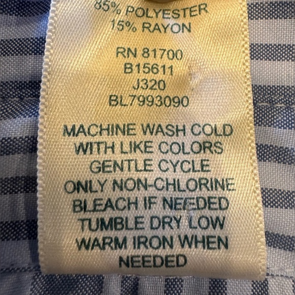 Elan Blue Button Down Shirt with Dress Collar and Tie Front - Picture 4 of 6